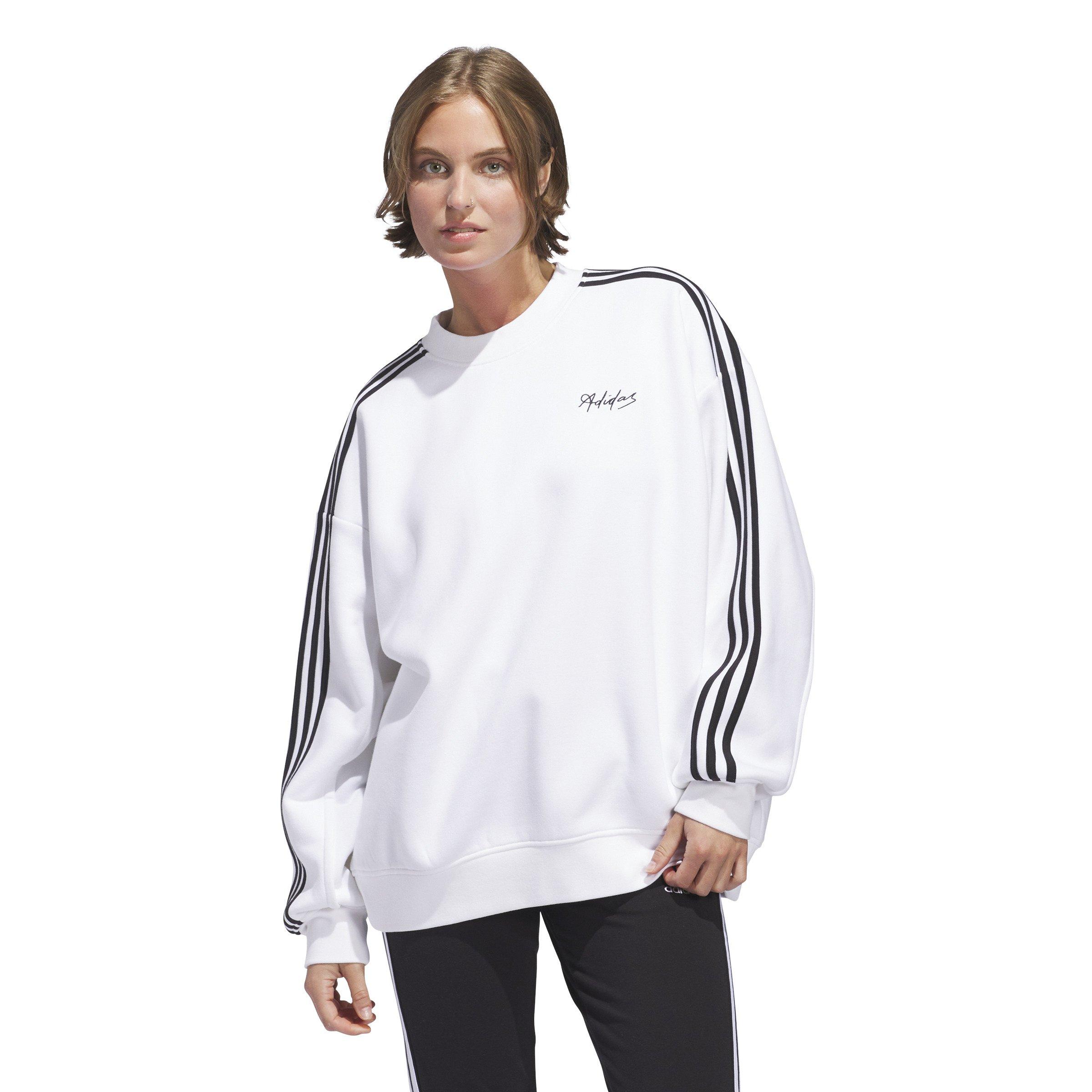 Adidas Women s Script Oversize Sweatshirt White Sweatshirts